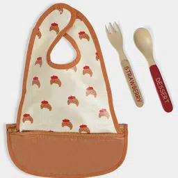 MiArcus Pack Of 3 Printed Pure Cotton Bibs With Cutlery Set-picture-40