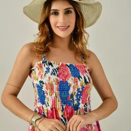 OWL MINK Floral Print Crepe Fit & Flare Midi Dress image 3