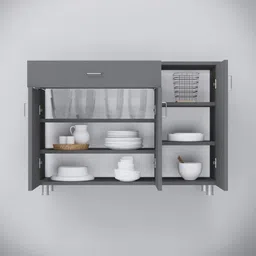 SPECIALITY PANELS Grey 3-Door Engineered Wood Cabinet image 5