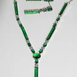 Niscka Silver-Plated American Diamond Studded Necklace And Earrings image 2