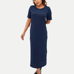 Radprix Women Navy Blue Round Neck T-shirt Dress-image-11