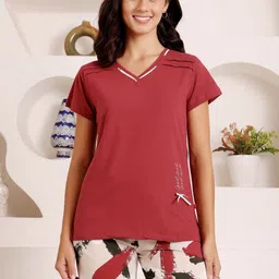 Bodycare Women Printed Pure Cotton T shirt & Shorts Night suit-image-13