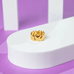 Niscka 24K Gold Plated Heart Imprint Finger Ring-image-2