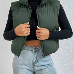 DIMPY GARMENTS Women Lightweight Crop Puffer Jacket image 3