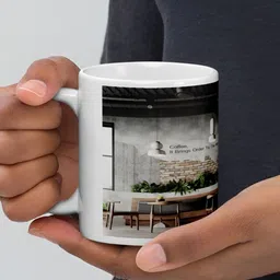 Mr UVD White & Green Graphic Printed Ceramic Glossy Mug 350 ml image 3