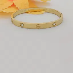 EVY Korean Stainless Steel Gold-Plated Cubic Zirconia Adjustable Kada Bracelet-picture-18