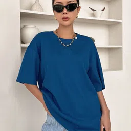 RAHI TRENDZ Women Solid Round Neck Oversized T-shirt-image-75