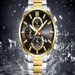 Curren Men Brass Dial & Stainless Steel Straps Watch CR-8475-TT-Black-picture-33