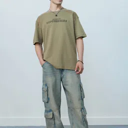 The Souled Store Oversized Mossy Typography Printed Pure Cotton T-Shirt image 2