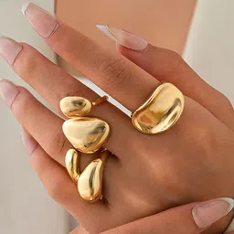 Jewels Galaxy Set Of 3 Gold-Plated Finger Rings image 2