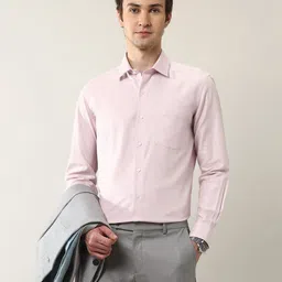 Arrow Men Classic Fit Spread Collar Solid Cotton Formal Shirt-image-48