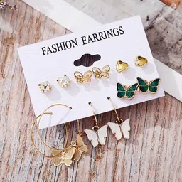 Zaphariq Set Of 6 Gold-Plated Butter Fly Shaped Studes image 1