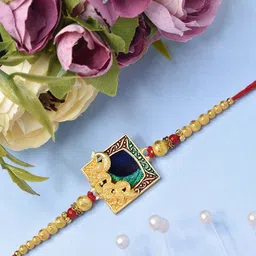 MEIRA JEWELLERY 3-Pcs Rakhi With Roli Chawal & Greeting Card image 5