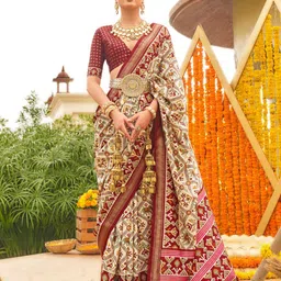 Anouk Ethnic Motifs Zari Woven Design Designer Patola Saree-picture-15