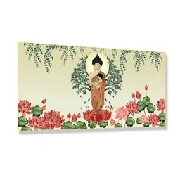 nestroots Green & Red Buddha Symbolized Naturing Canvas Painting Wall Art image 4