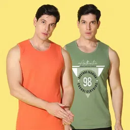 WOOSTRO Men Pack of 2 Typography Printed Round Neck Slim Fit Printed T-shirts image 3