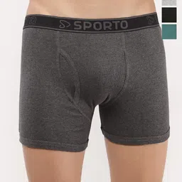 Sporto by Macho Men Pack Of 4 Outer Elastic Cotton Short Trunks-picture-10