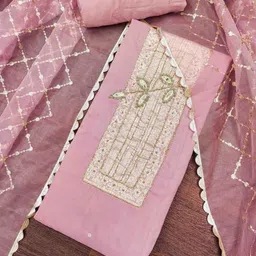 DIVASTRI Floral Woven Design Sequinned Unstitched Dress Material-picture-29