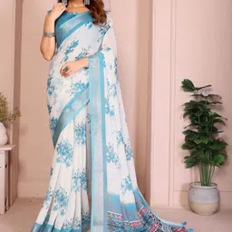 GAYATRI PATEL Floral Pure Linen Handloom Saree-picture-49