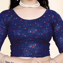 TANISHM FEB TEX Printed Cotton Round Neck Saree Blouse image 4