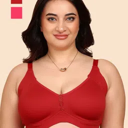 KOMLI Pack of 2 Bonded Breathable Cotton Plus Size M-Frame Minimiser Non-Padded Bra-picture-25