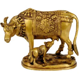 Exotic India Gold-Toned Cow & Calf Idol Showpiece image 2