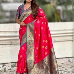 ELITE WEAVES Woven Design Zari Silk Blend Banarasi Saree image 2