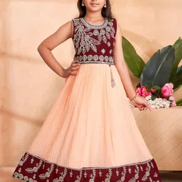 Muhuratam Girls Maroon Dresses-picture-53