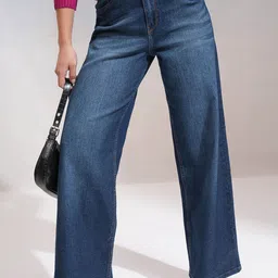 Tokyo Talkies Women Wide Leg Light Fade Stretchable Jeans-picture-0