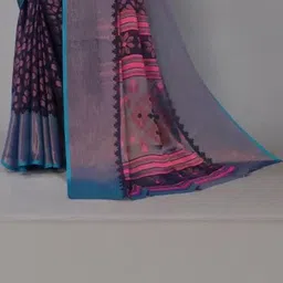 GHAN SALS Ethnic Motifs Printed Zari Saree image 3