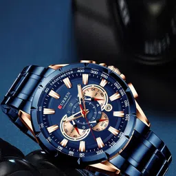 Curren Men Brass Dial & Stainless Steel Wrap Around Straps Analogue Watch CR-8363-Blue-image-49