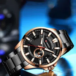 Curren Men Round Dial Wrap Around Straps Analogue Watch CR-8372-Black-picture-14