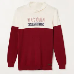 Fame Forever by Lifestyle Boys Maroon & White Colourblocked Cotton Pullover-picture-11