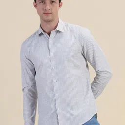 encore by INVICTUS White Classic Slim Fit Micro Checks Opaque Casual Shirt-picture-11