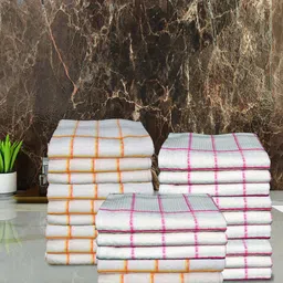 Athom Living White & Pink 24 Pcs 210 GSM Pure Cotton Super Absorbent Quick Dry Hand Towels-picture-26