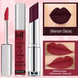 MI FASHION Set of Lip Love Liquid Lipstick 3.5ml - 14 & Creamy Matte Lipstick 3.5g - 06-picture-39