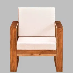 woodsworth from pepperfry Avian Sheesham Wood 1 Seater Sofa In Rustic Teak Finish image 5