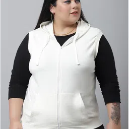 Rute Women White Hooded Plus Size Fleece Sweatshirt-picture-35