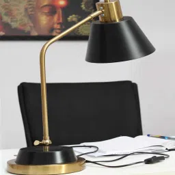 shree kala home decor Black and Gold Metal Modern Table Lamp for Study image 1