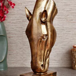 eCraftIndia Gold-Toned Elegant Horse Face Handcrafted Polyresin Decorative Showpiece-image-32