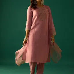 Varanga Women Ethnic Motifs Embroidered Thread Work Kurta with Trousers & Dupatta image 2