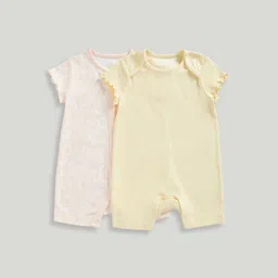 mothercare Girls Pack of 2 Printed Cotton Rompers-picture-40