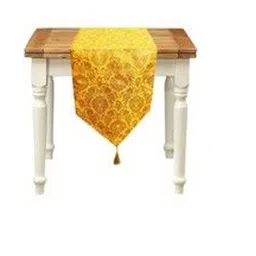 Pink Parrot Yellow & Beige Ethnic Motifs Jacquard Silk Table Runner-picture-23