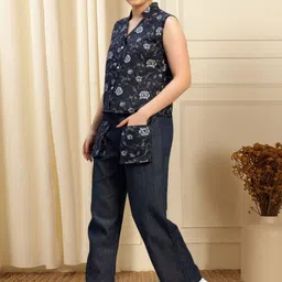 Prizm Aura Printed Mandarin Collar Top & Trousers Co-Ords image 4