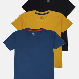 KiddoPanti Boys Pack Of 3 Solid Round Neck Cotton T-shirts-picture-37