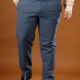 Muffynn Men Cotton Relaxed Straight Leg Straight Fit Plus Size Formal Trousers-image-10