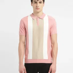 levi's Men's Colorblock Pink Polo Collar Sweater image 2