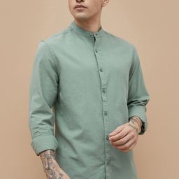Fame Forever by Lifestyle Men Slim Fit Solid Mandarin Collar Casual Shirt-picture-42