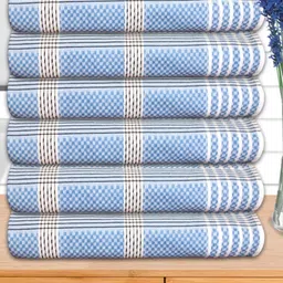 Athom Living Blue & White 6 Pieces Striped Cotton 210 GSM Bath Towels-picture-32