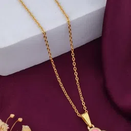 SZN Set Of 2 Gold-Plated Artificial Beaded Heart Shaped Pendants With Chains image 4